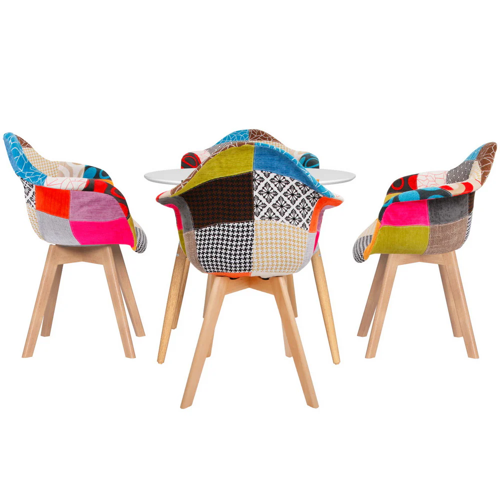 Dining Table and 4 Chairs Set DSW White - Image 3