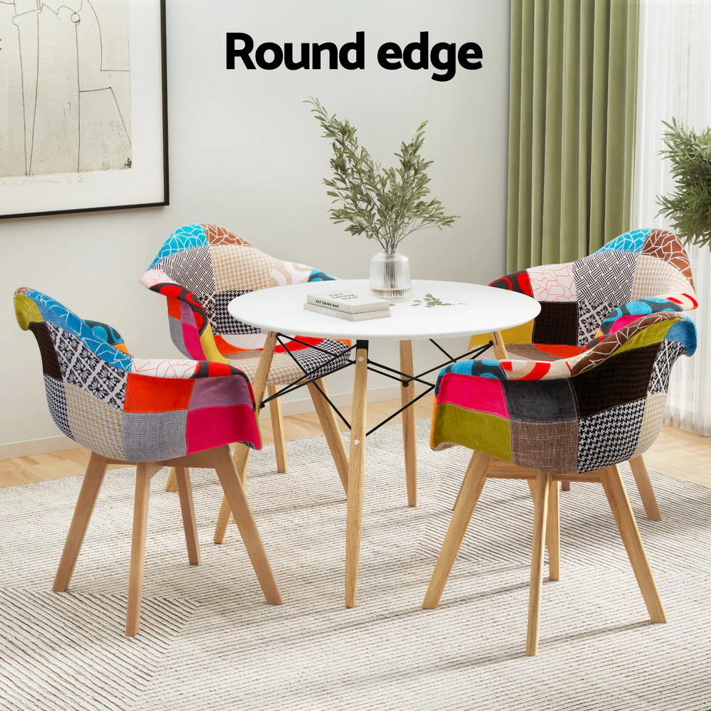 Dining Table and 4 Chairs Set DSW White - Image 4