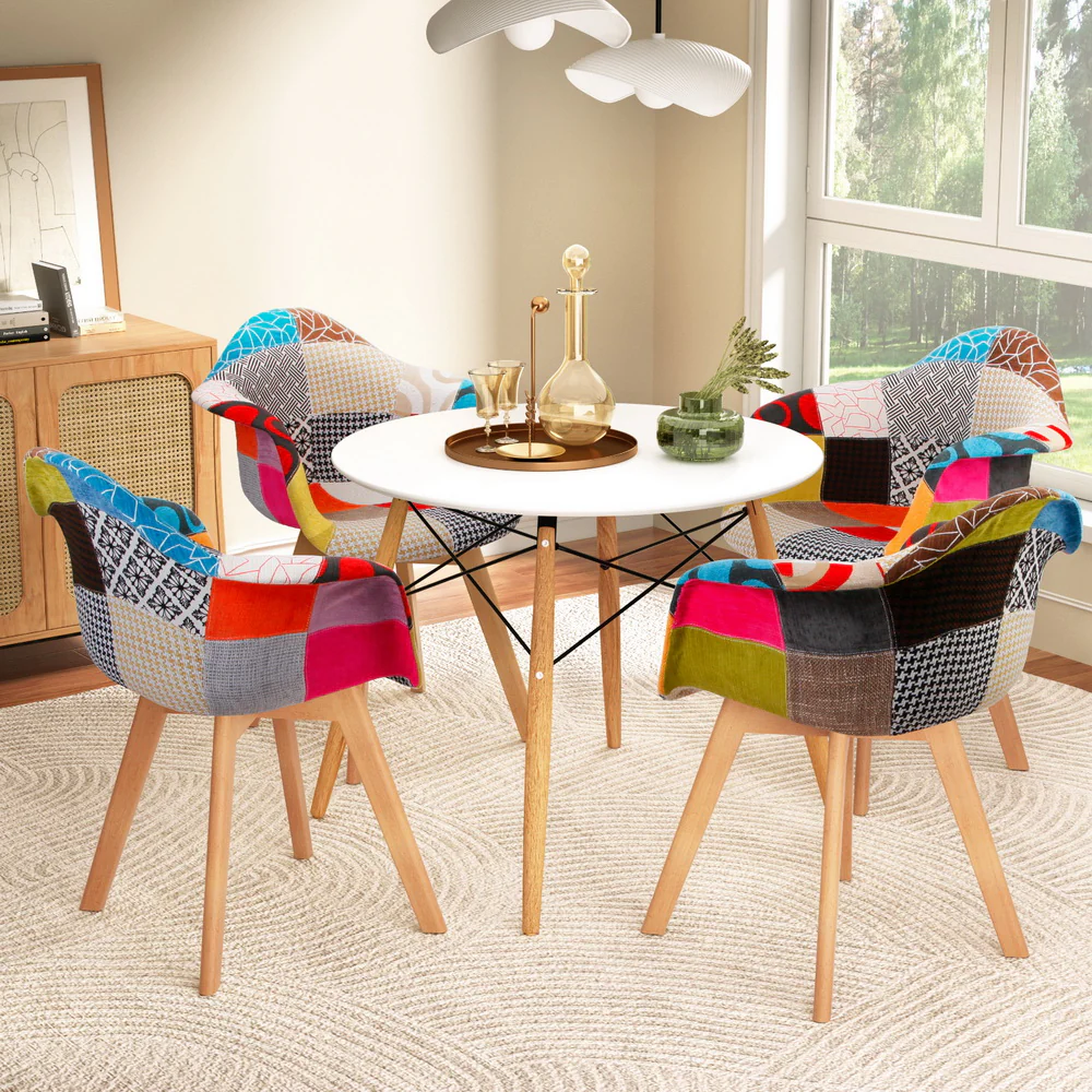 Dining Table and 4 Chairs Set DSW White - Image 7