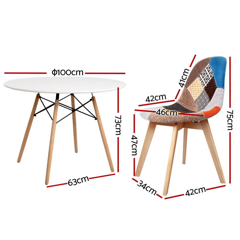 Dining Table and 4 Chairs Set DSW White - Image 2