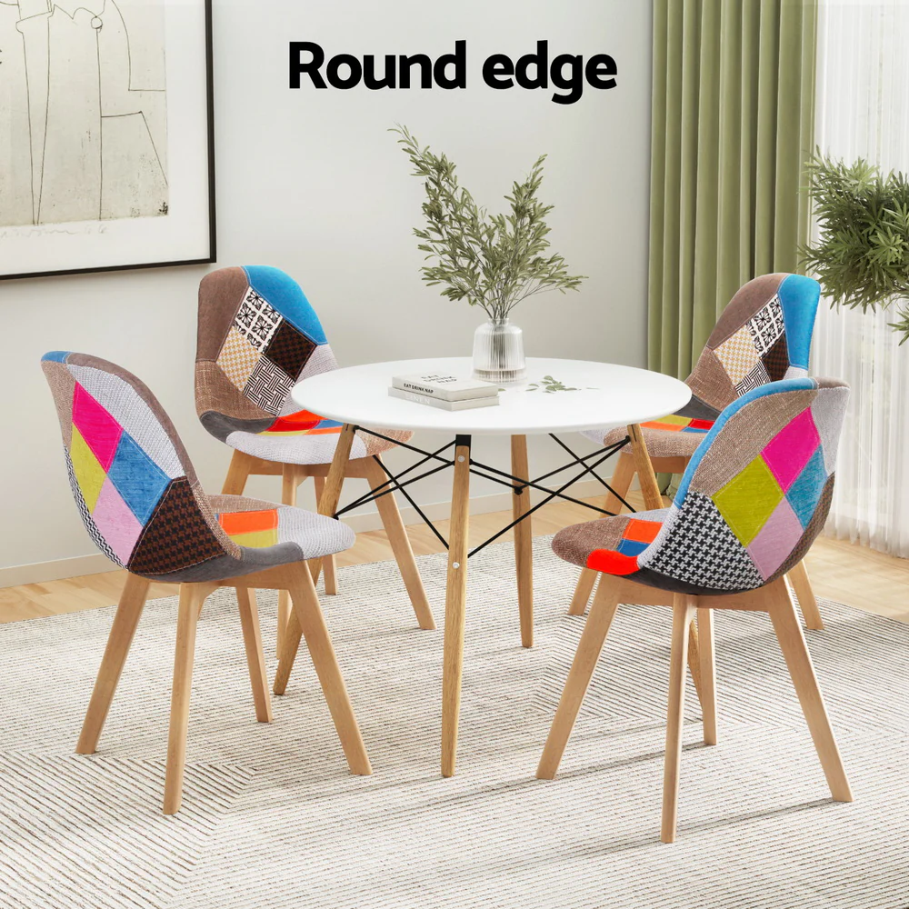 Dining Table and 4 Chairs Set DSW White - Image 4