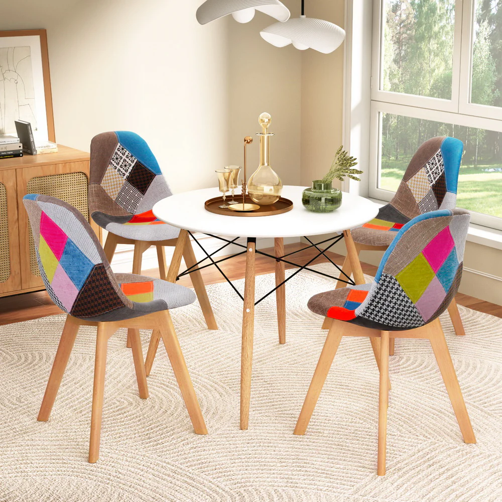 Dining Table and 4 Chairs Set DSW White - Image 7