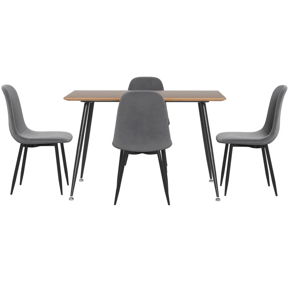 Dining Table and 4 Chairs Set Grey Metal - Image 3