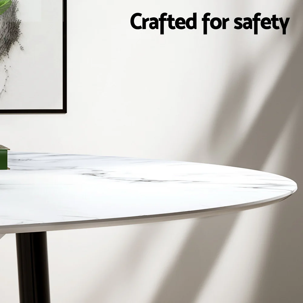 Dining Table and 4 Chairs Set Marble White - Image 4
