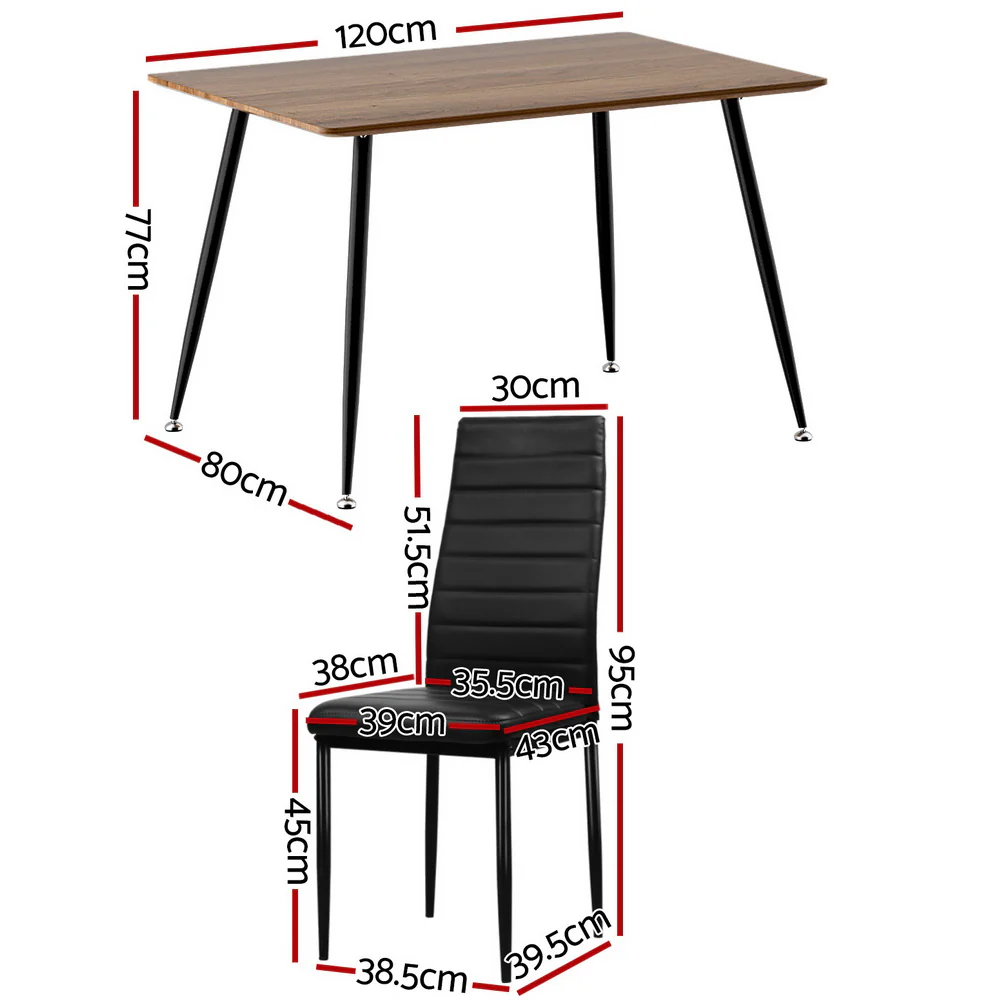 Dining Table and 4 Chairs Set Rectangle Metal - Image 2