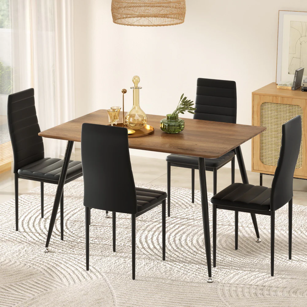 Dining Table and 4 Chairs Set Rectangle Metal - Image 7