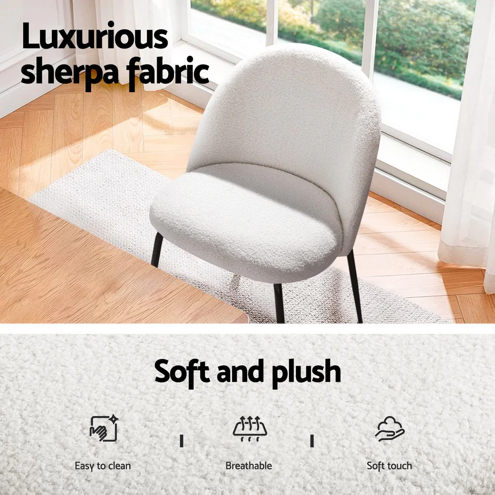 Dining Table and 4 Chairs Set White Sherpa - Image 6