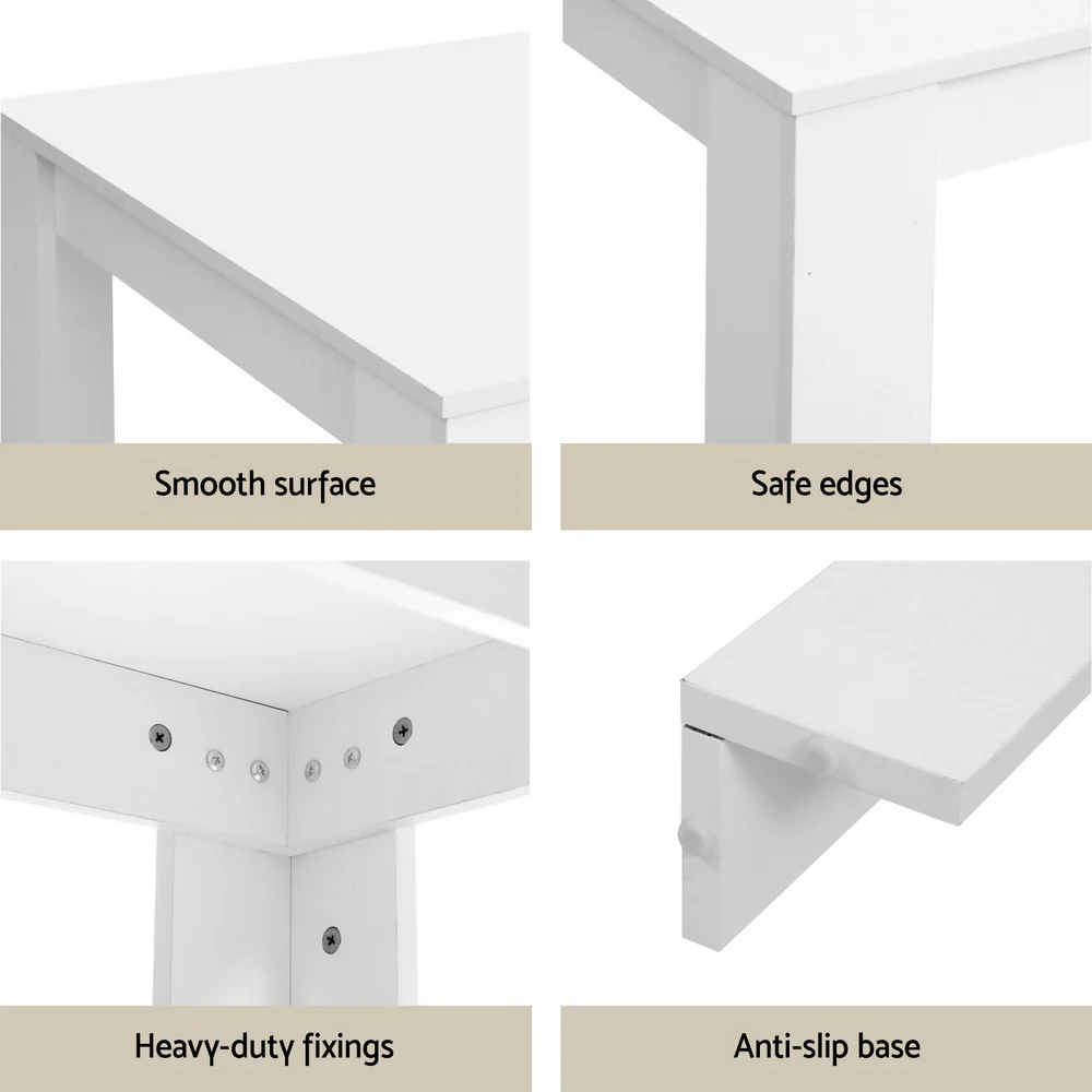 Dining Table and 4 Chairs Set White Wood - Image 5
