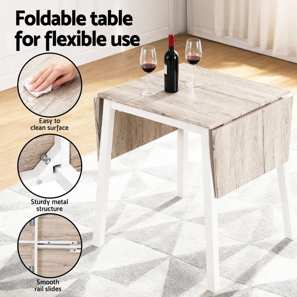 Dining Table and Chairs Set 5pcs Foldable Kitchen Furniture Natural White - Image 6