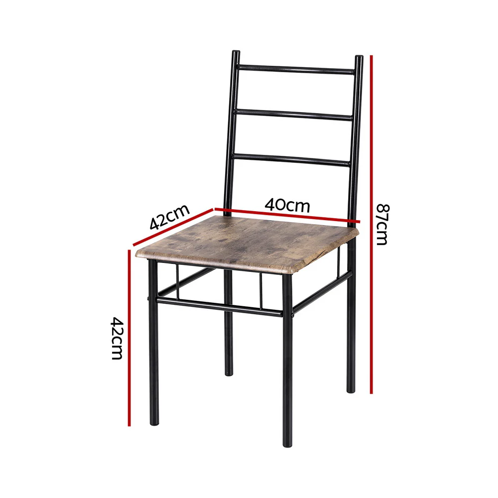 Dining Table and Chairs Set 5PCS Industrial Wooden Metal Desk Walnut - Image 2