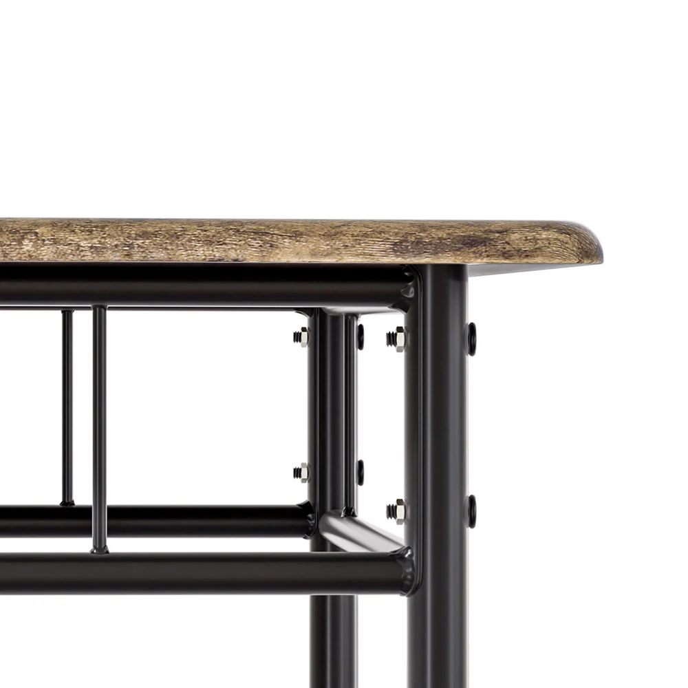 Dining Table and Chairs Set 5PCS Industrial Wooden Metal Desk Walnut - Image 4