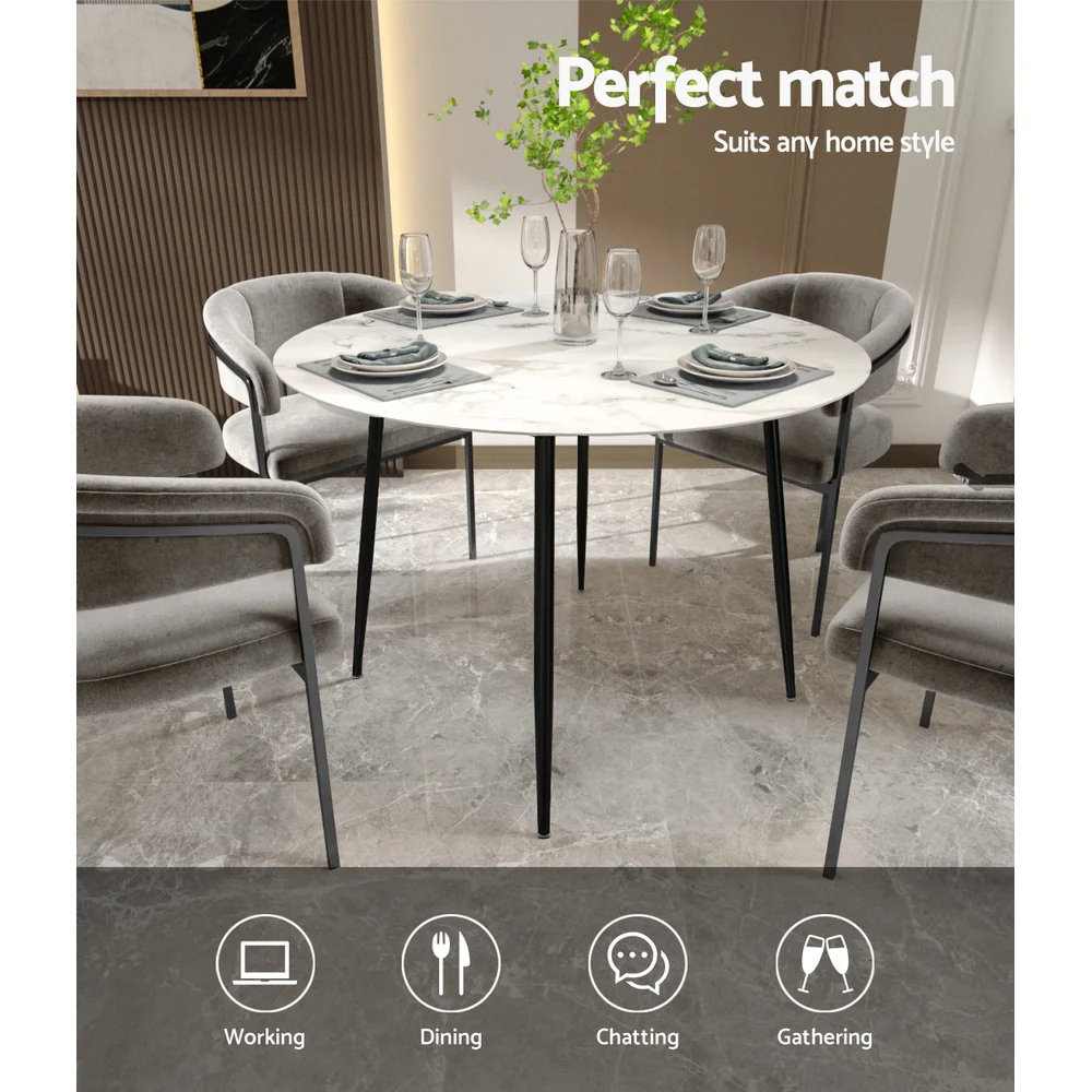 Dining Table Round Marble Effect 110CM - Image 7