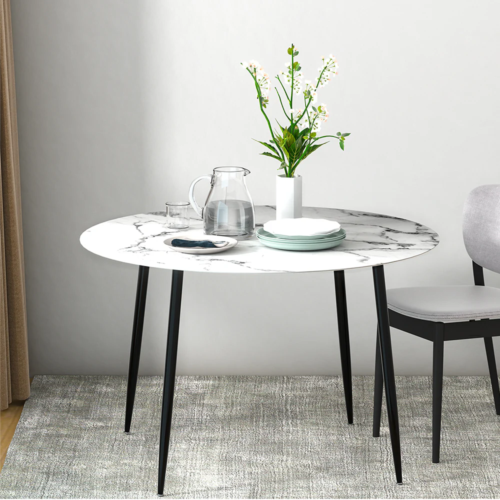 Dining Table Round Marble Effect 110CM - Image 8
