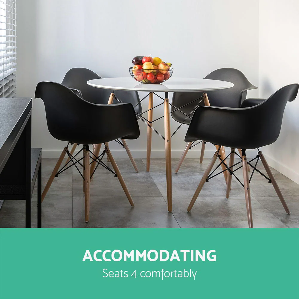 Dining Table Round White 4 Seater 100CM - Image 4