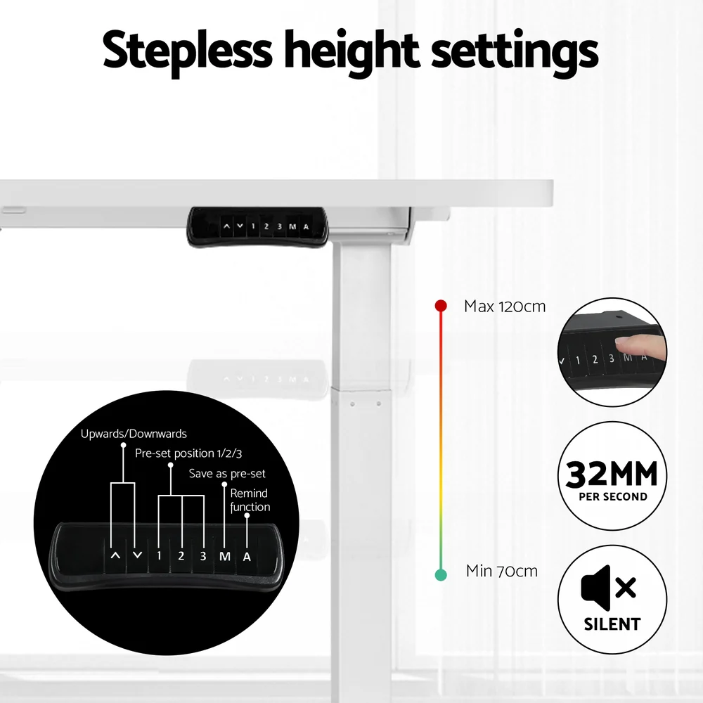 Electric Standing Desk Dual Motor Office Table With Shelf Drawer120CM - Image 4