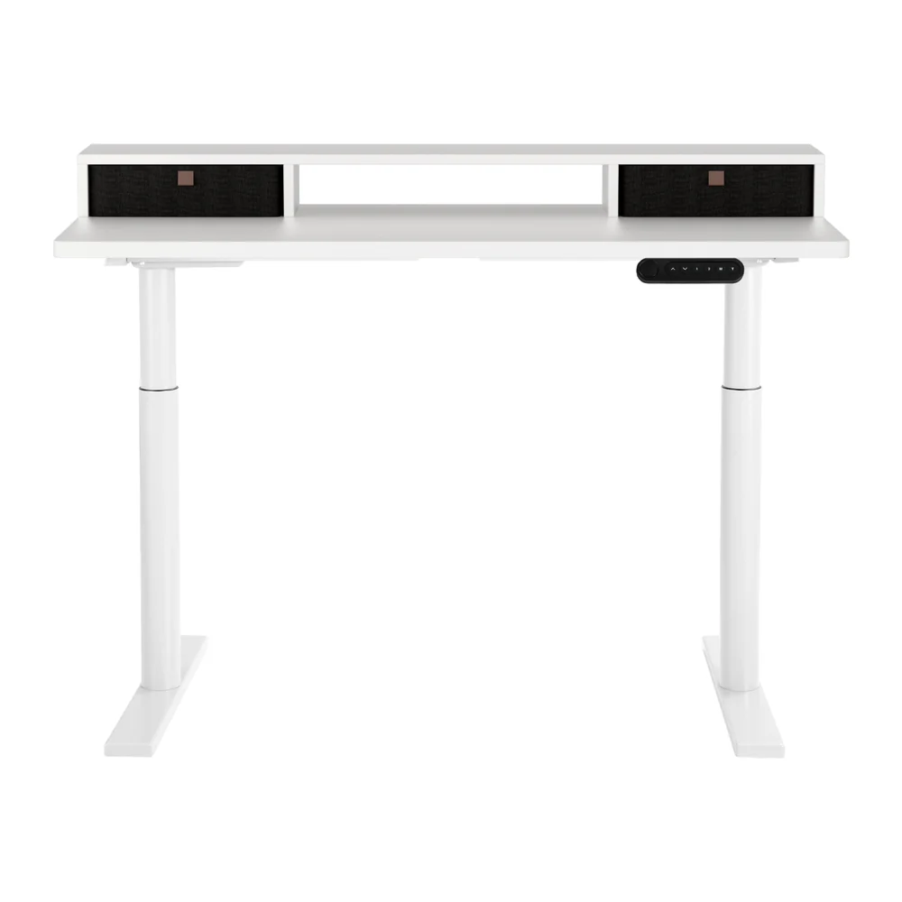 Electric Standing Desk with Storage Rack Shelf Drawers White 120CM - Image 3