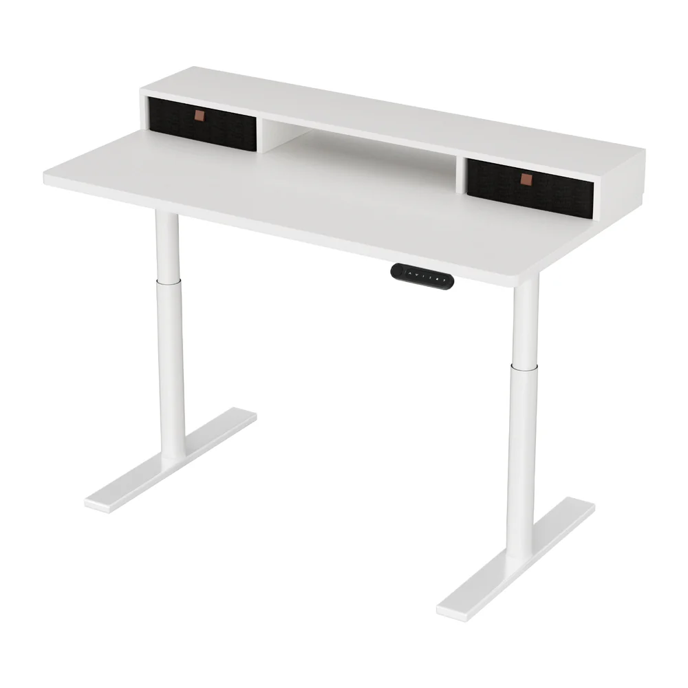 Electric Standing Desk with Storage Rack Shelf Drawers White 120CM - Image 7
