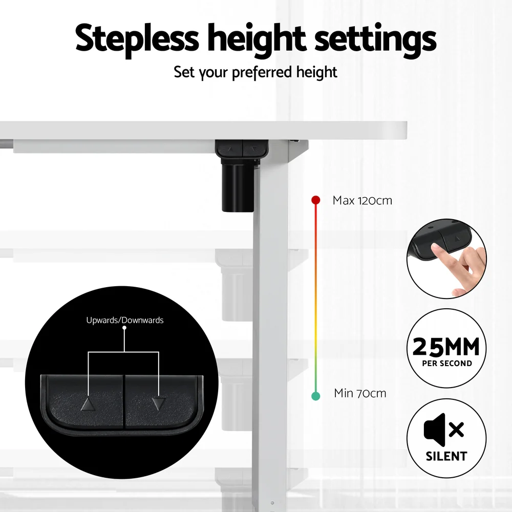 Electric Standing Desk with Storage Shelf Drawer Office Table 120CM - Image 4
