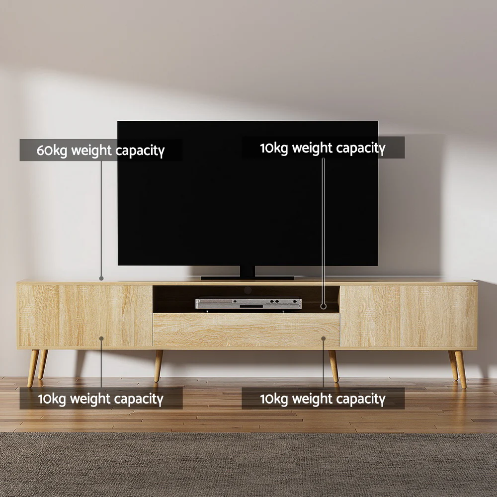 Entertainment Unit Alex TV Cabinet Storage Drawers 200CM - Image 7