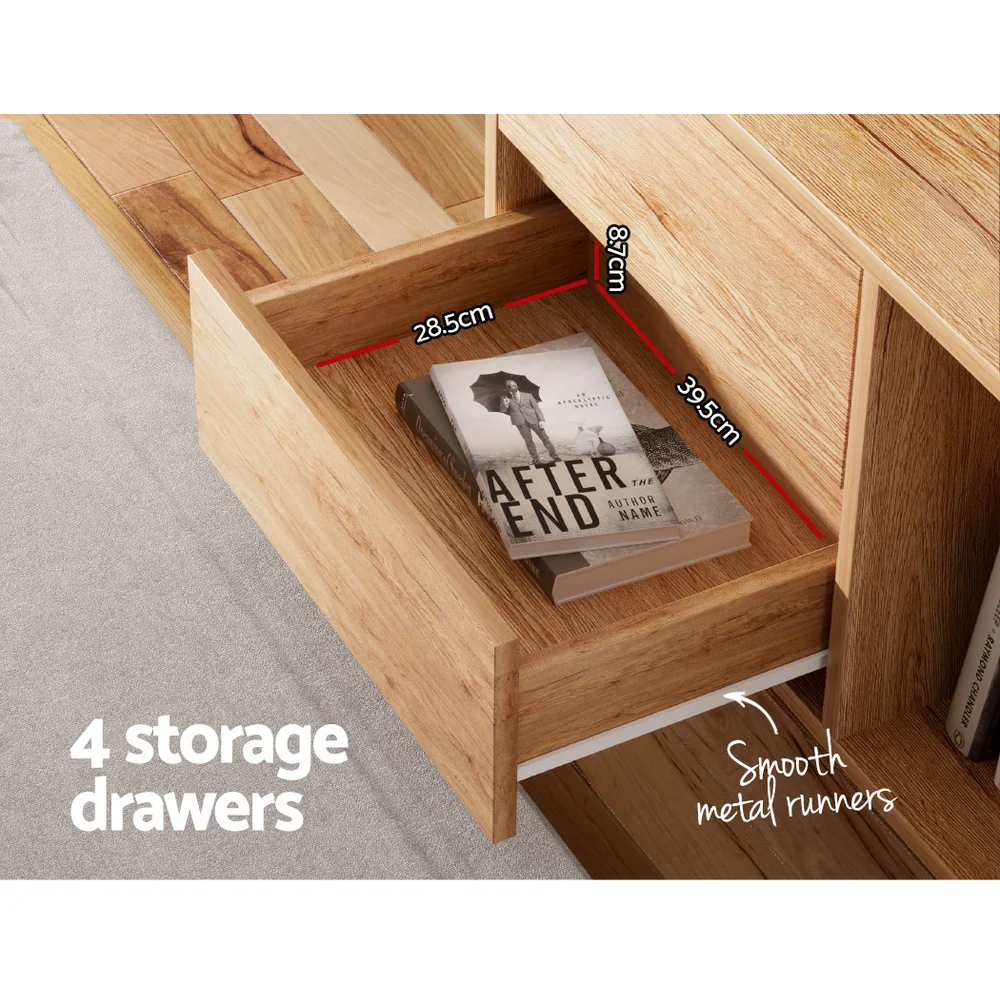 Entertainment Unit Stand TV Cabinet Storage Drawer Shelf 180cm Wooden - Image 5