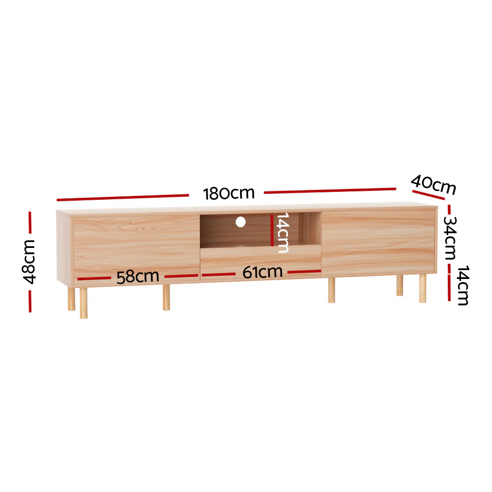 Entertainment Unit Stand TV Cabinet Storage Drawers Display Shelf 180CM - Image 3