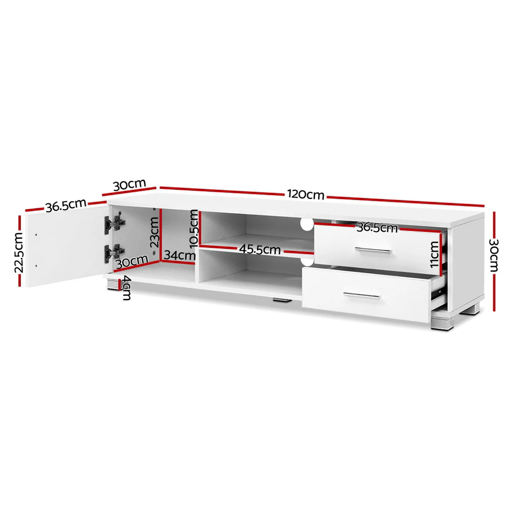Entertainment Unit TV Cabinet 120cm White Dylan - Image 3