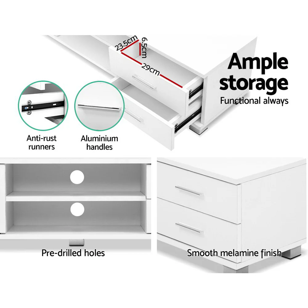 Entertainment Unit TV Cabinet 120cm White Dylan - Image 7