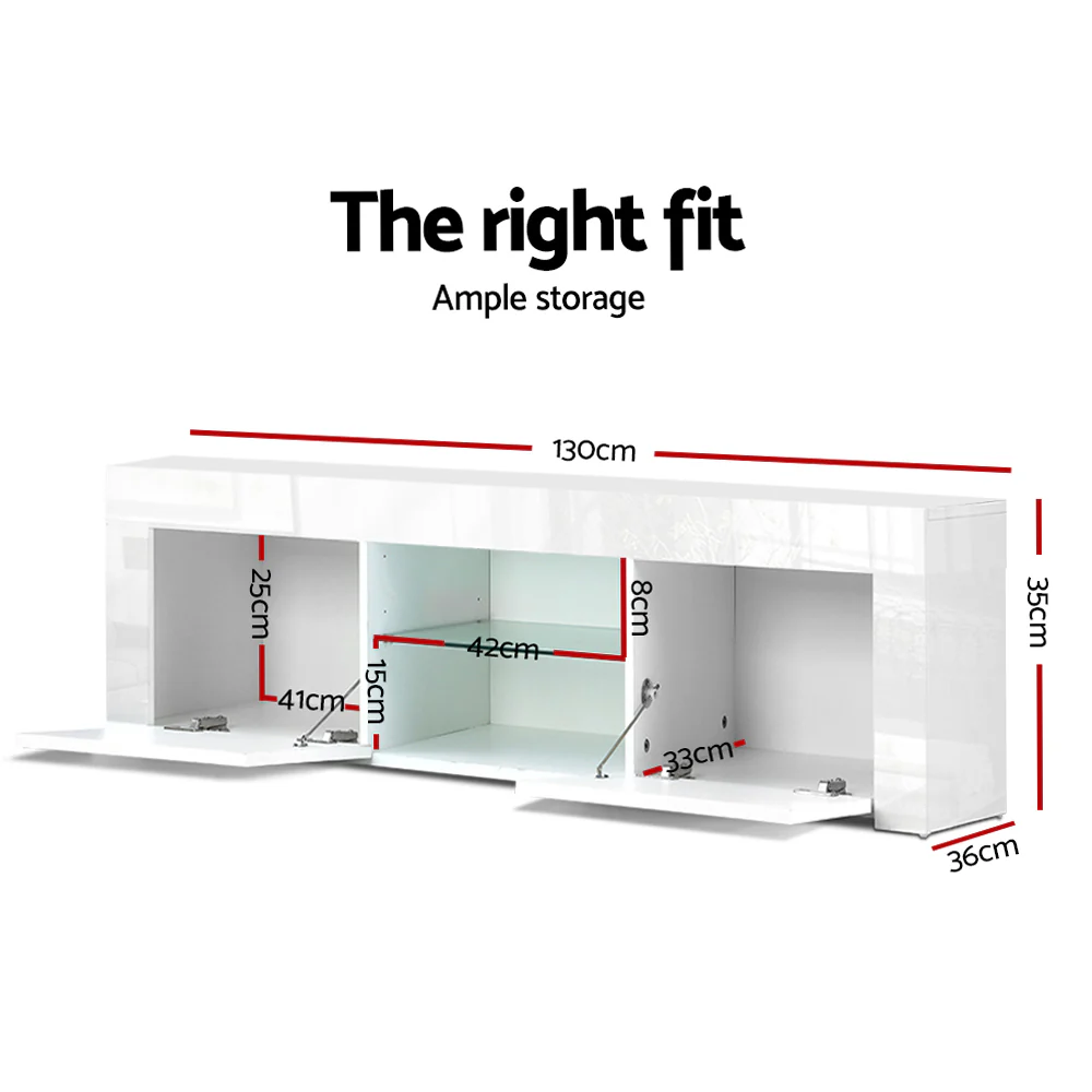 Entertainment Unit TV Cabinet 130cm White Ivan - Image 3