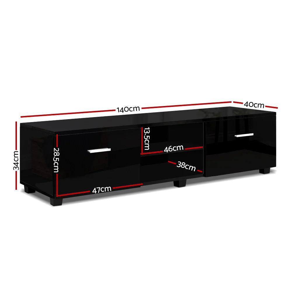 Entertainment Unit TV Cabinet 140cm Black Jim - Image 3