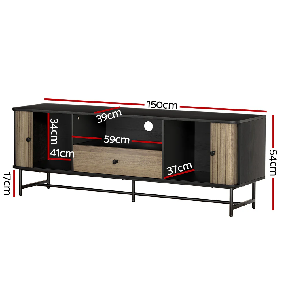 Entertainment Unit TV Cabinet 150CM Black Boris - Image 2