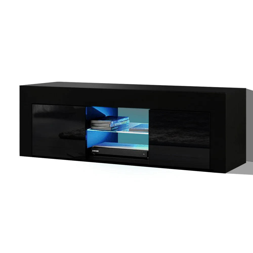 Entertainment Unit TV Cabinet LED 130cm Black Angus - Image 2