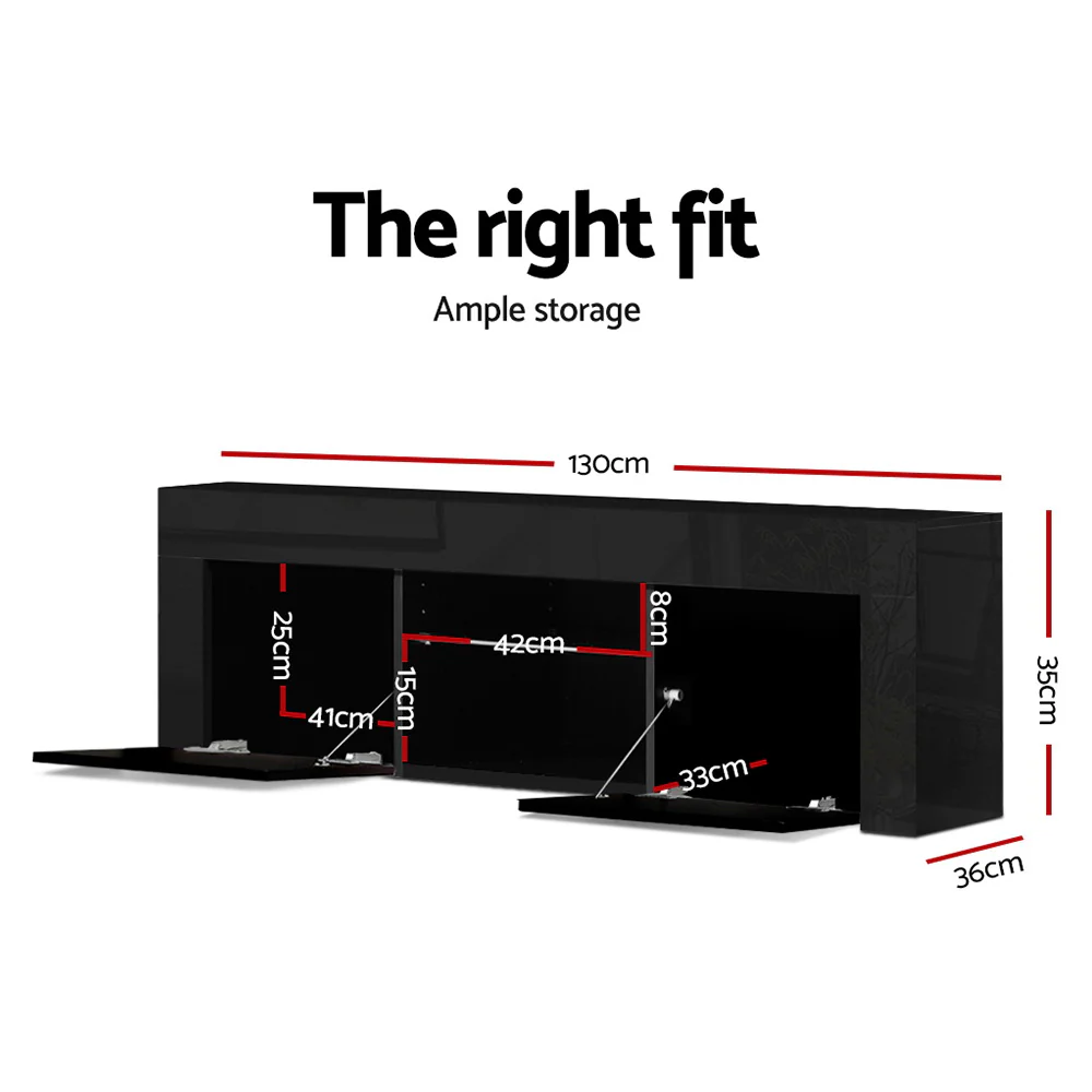 Entertainment Unit TV Cabinet LED 130cm Black Angus - Image 3