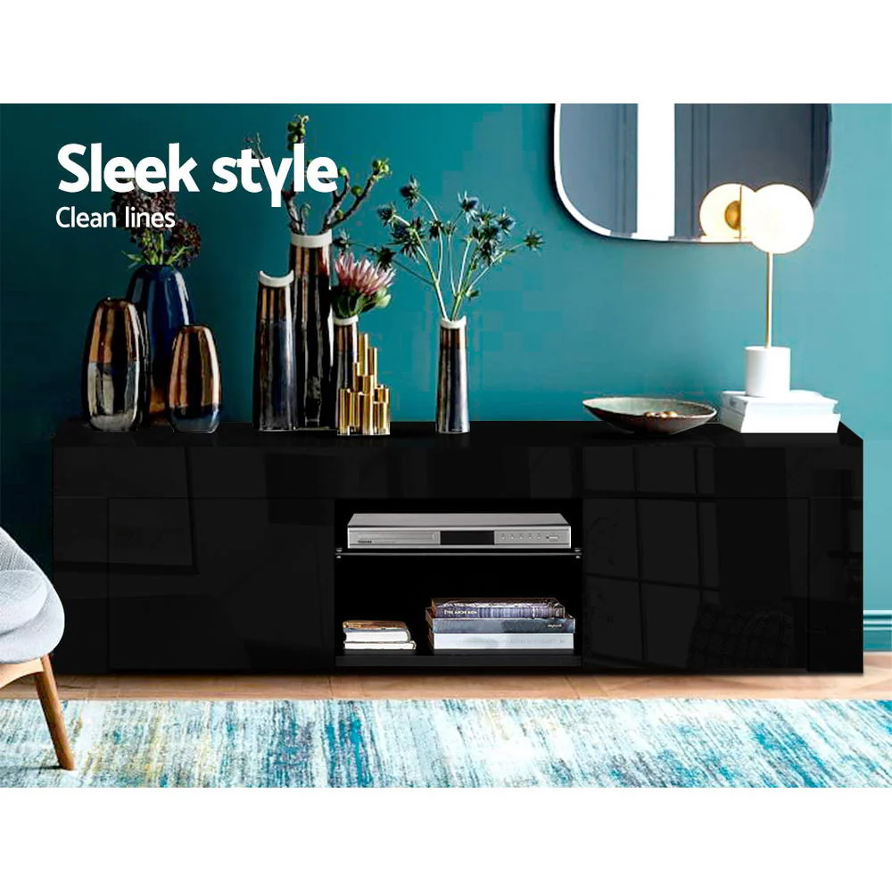 Entertainment Unit TV Cabinet LED 130cm Black Angus - Image 4