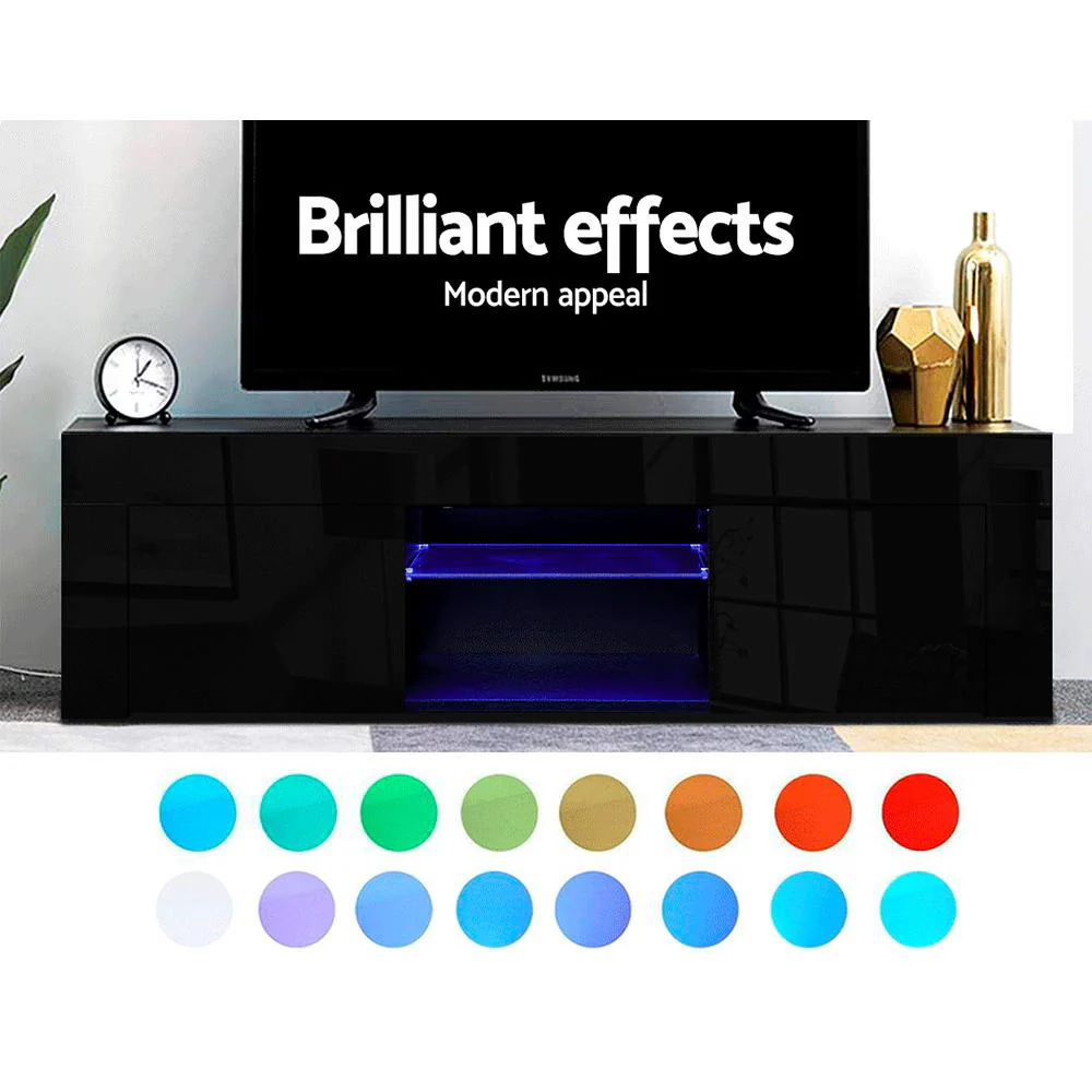 Entertainment Unit TV Cabinet LED 130cm Black Angus - Image 5