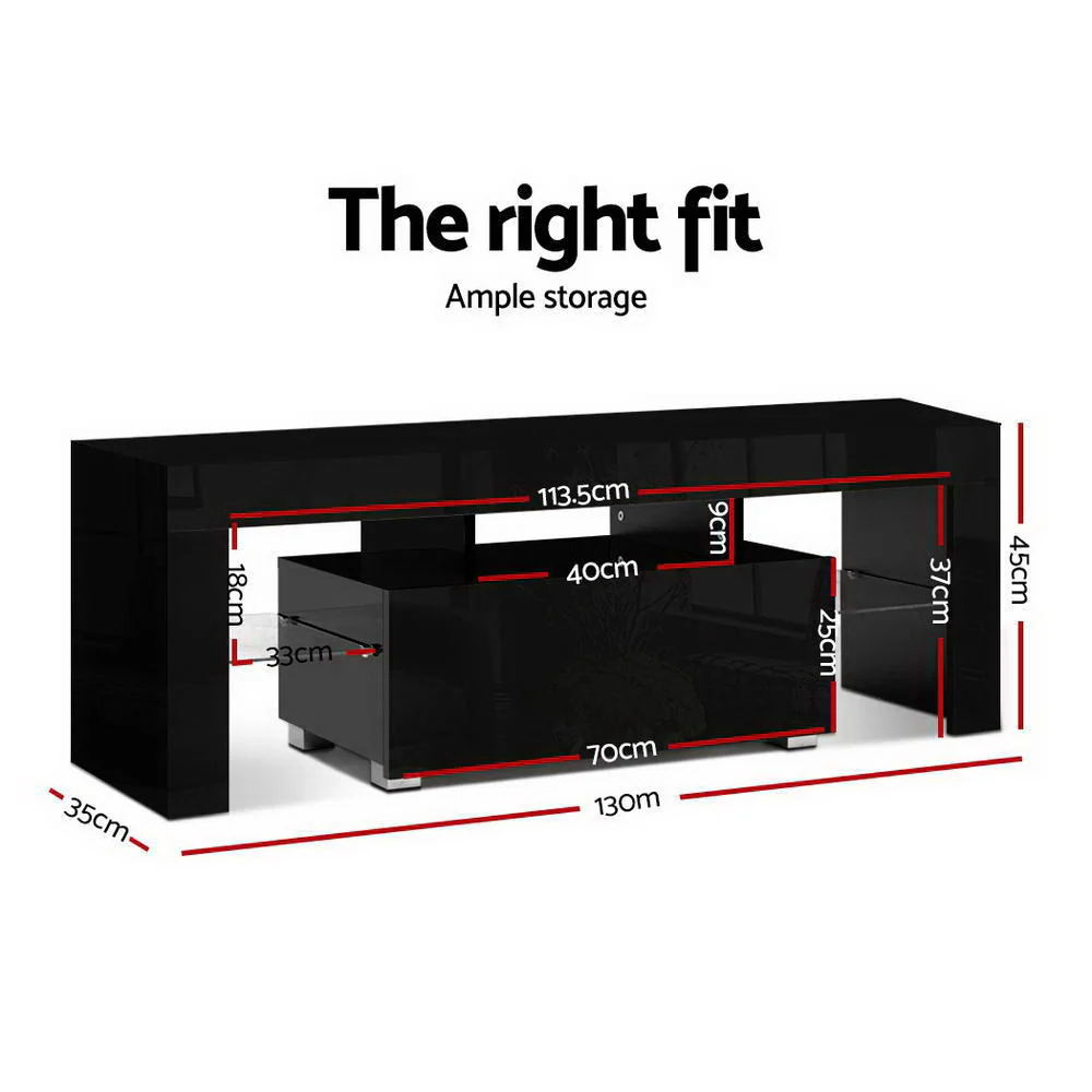 Entertainment Unit TV Cabinet LED 130cm Black Elo - Image 3
