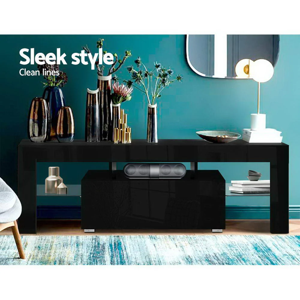 Entertainment Unit TV Cabinet LED 130cm Black Elo - Image 4