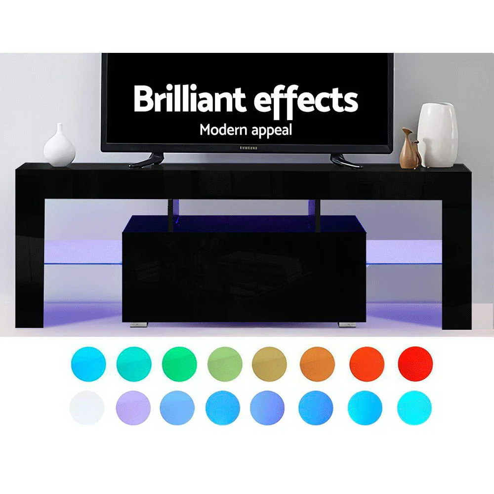 Entertainment Unit TV Cabinet LED 130cm Black Elo - Image 5