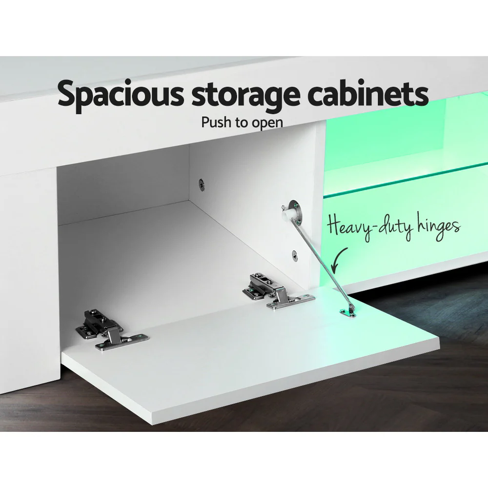 Entertainment Unit TV Cabinet LED 130cm White Angus - Image 6