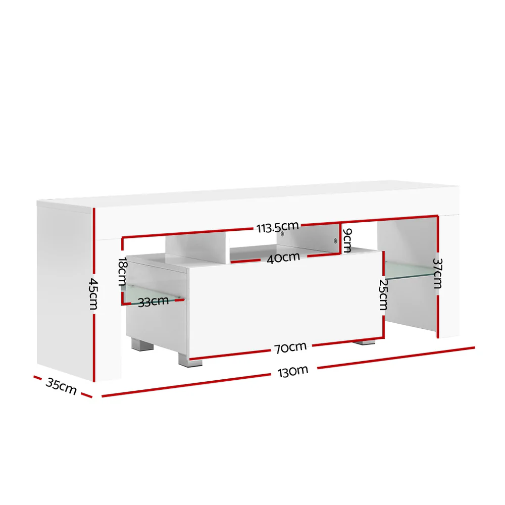 Entertainment Unit TV Cabinet LED 130cm White Elo - Image 3