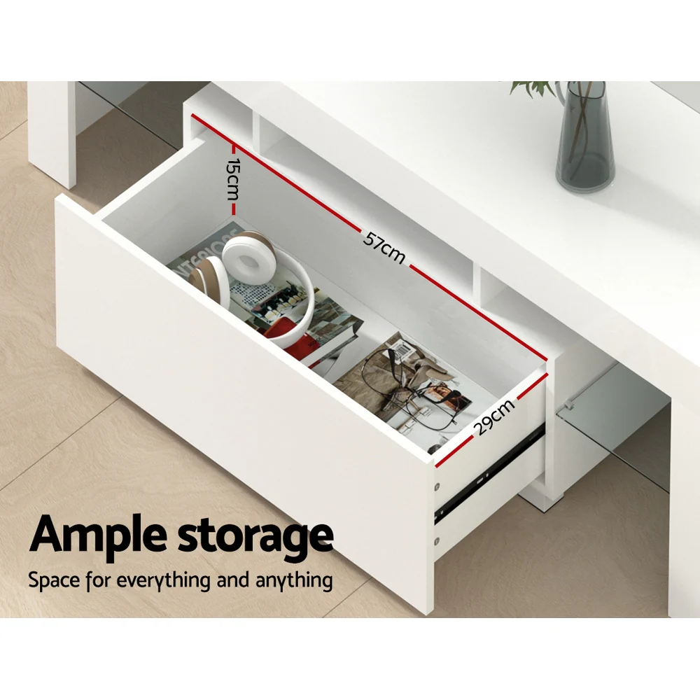 Entertainment Unit TV Cabinet LED 130cm White Elo - Image 6
