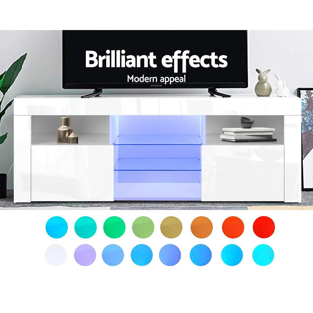 Entertainment Unit TV Cabinet LED 145cm White Angus - Image 4