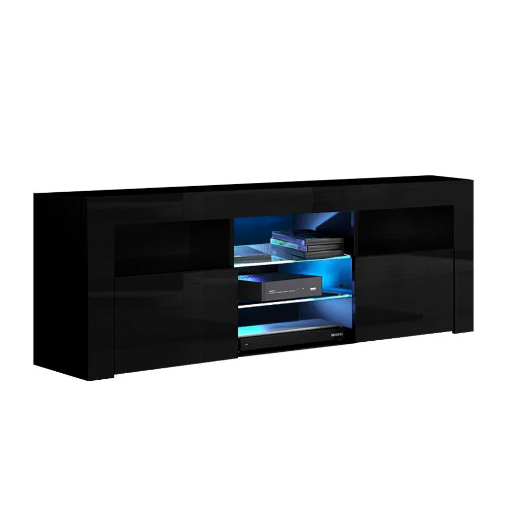 Entertainment Unit TV Cabinet LED 160cm Black Bobi - Image 2