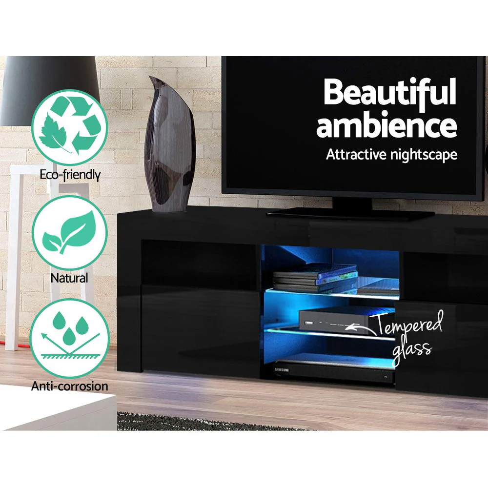 Entertainment Unit TV Cabinet LED 160cm Black Bobi - Image 5