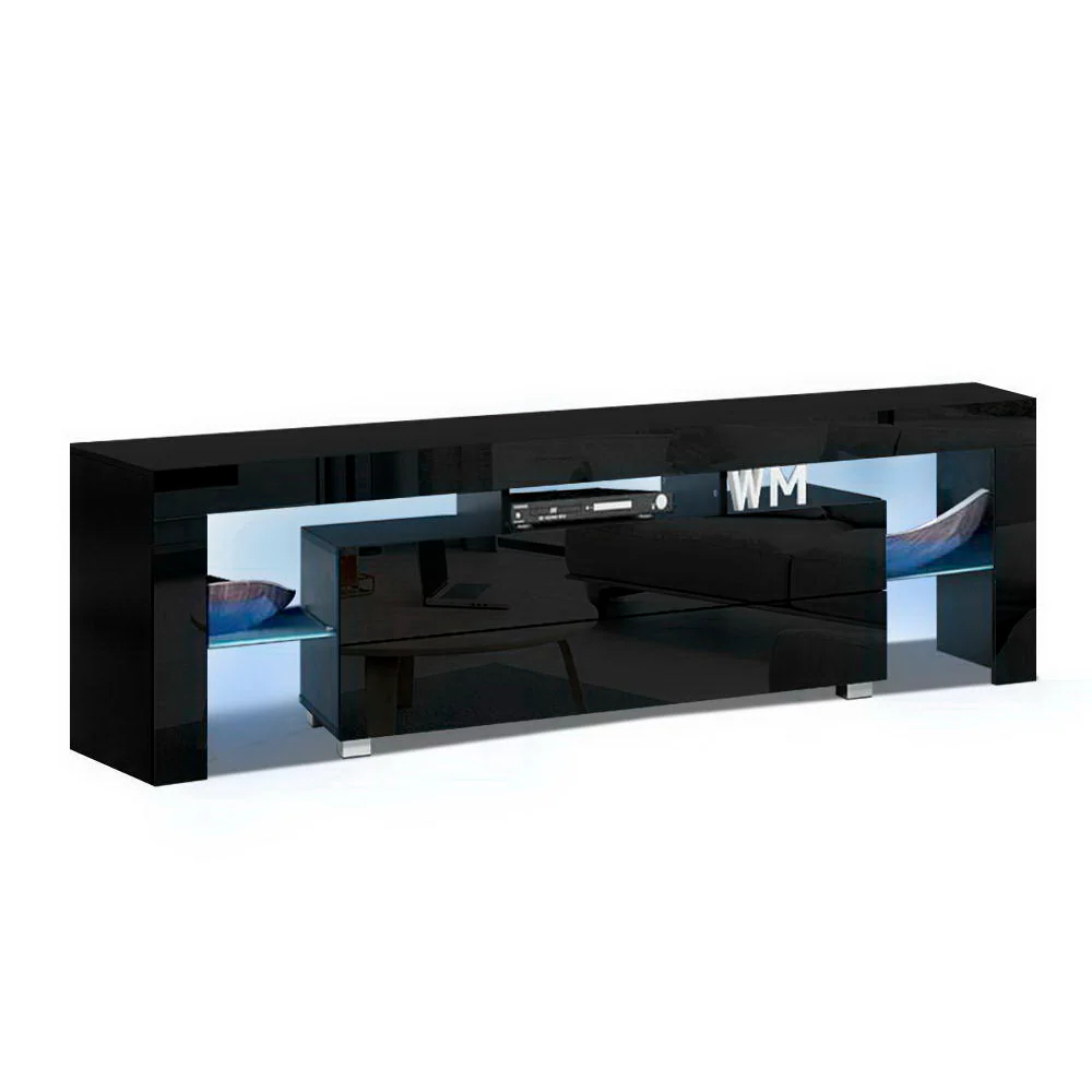 Entertainment Unit TV Cabinet LED 160cm Black Elo - Image 2