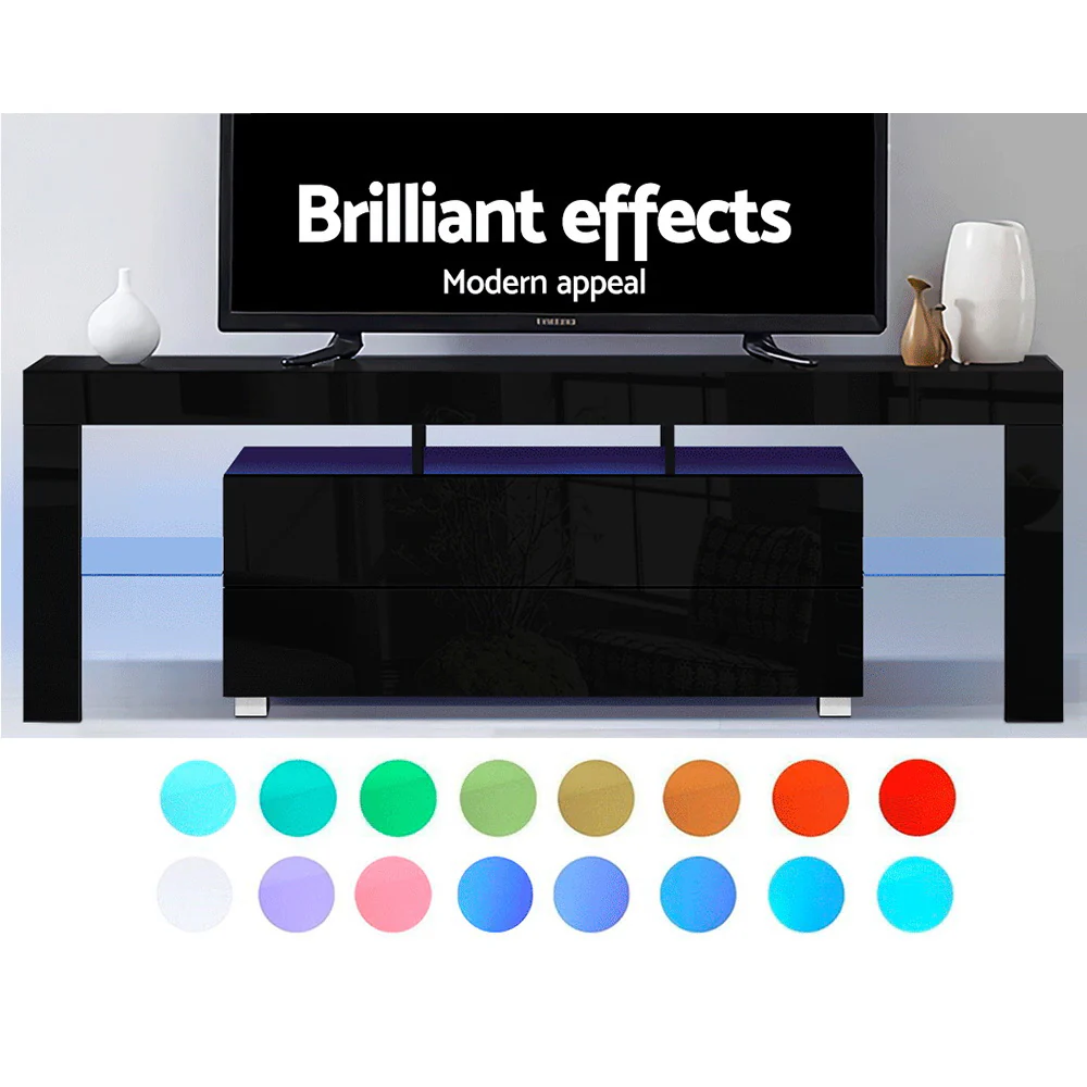 Entertainment Unit TV Cabinet LED 160cm Black Elo - Image 4