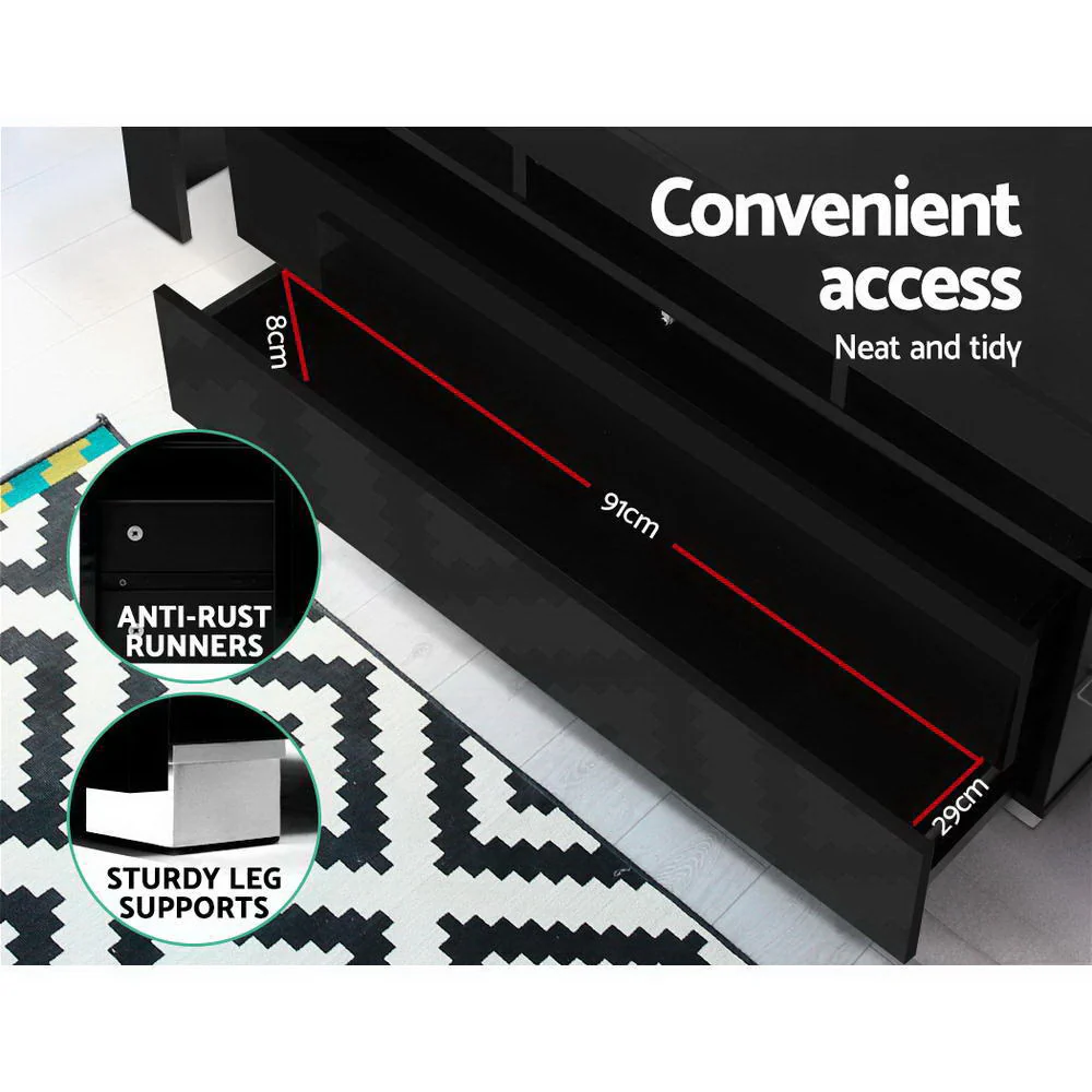 Entertainment Unit TV Cabinet LED 160cm Black Elo - Image 7