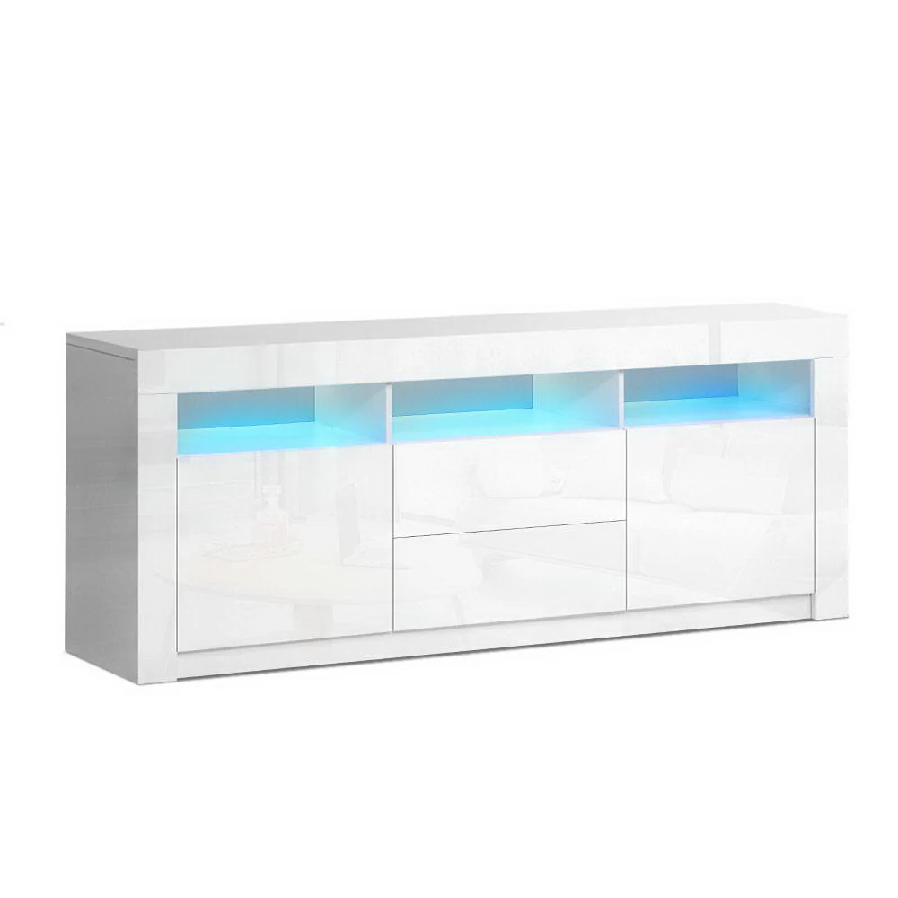 Entertainment Unit TV Cabinet LED 160cm White Anna - Image 2