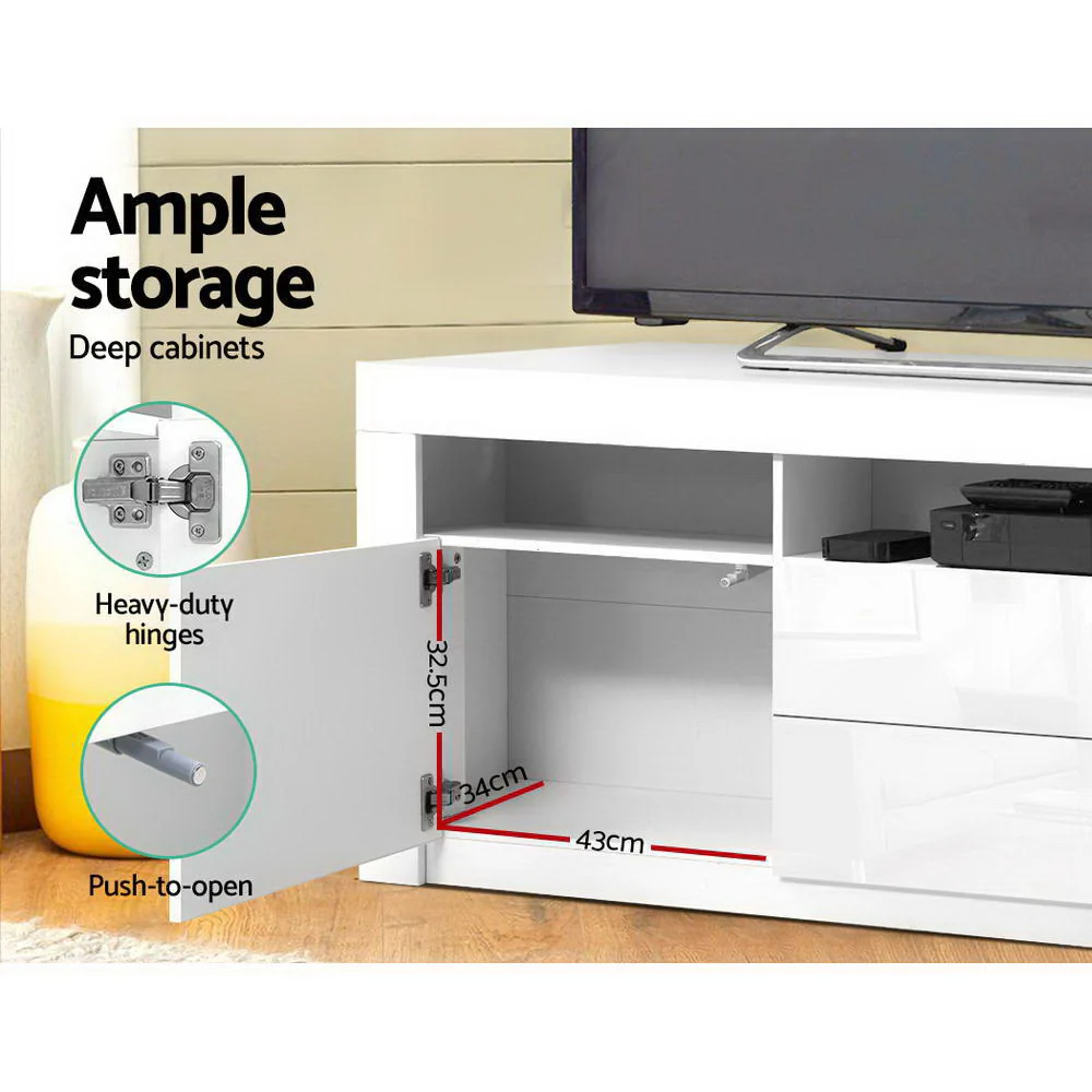 Entertainment Unit TV Cabinet LED 160cm White Anna - Image 6