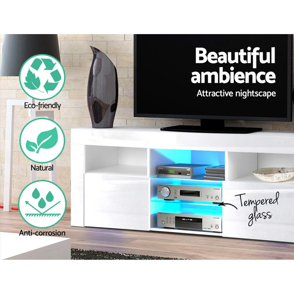 Entertainment Unit TV Cabinet LED 160cm White Bobi - Image 5