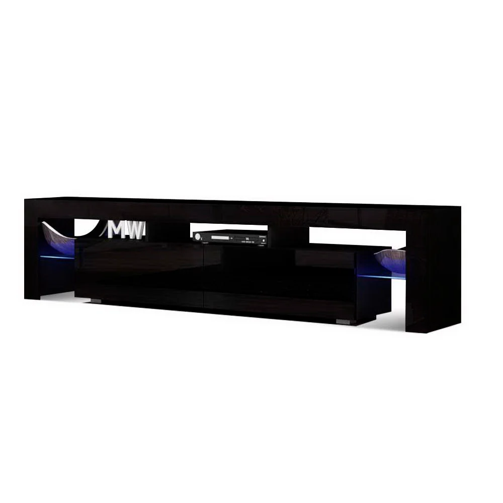 Entertainment Unit TV Cabinet LED 189cm Black Elo - Image 2